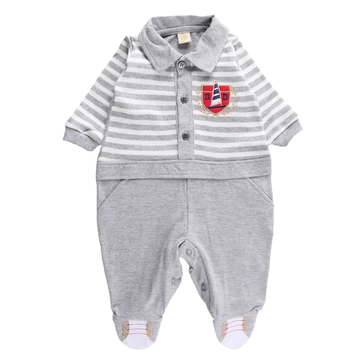 Saída de Maternidade Din Don Bordado Brasão Azul Marinho Tam P