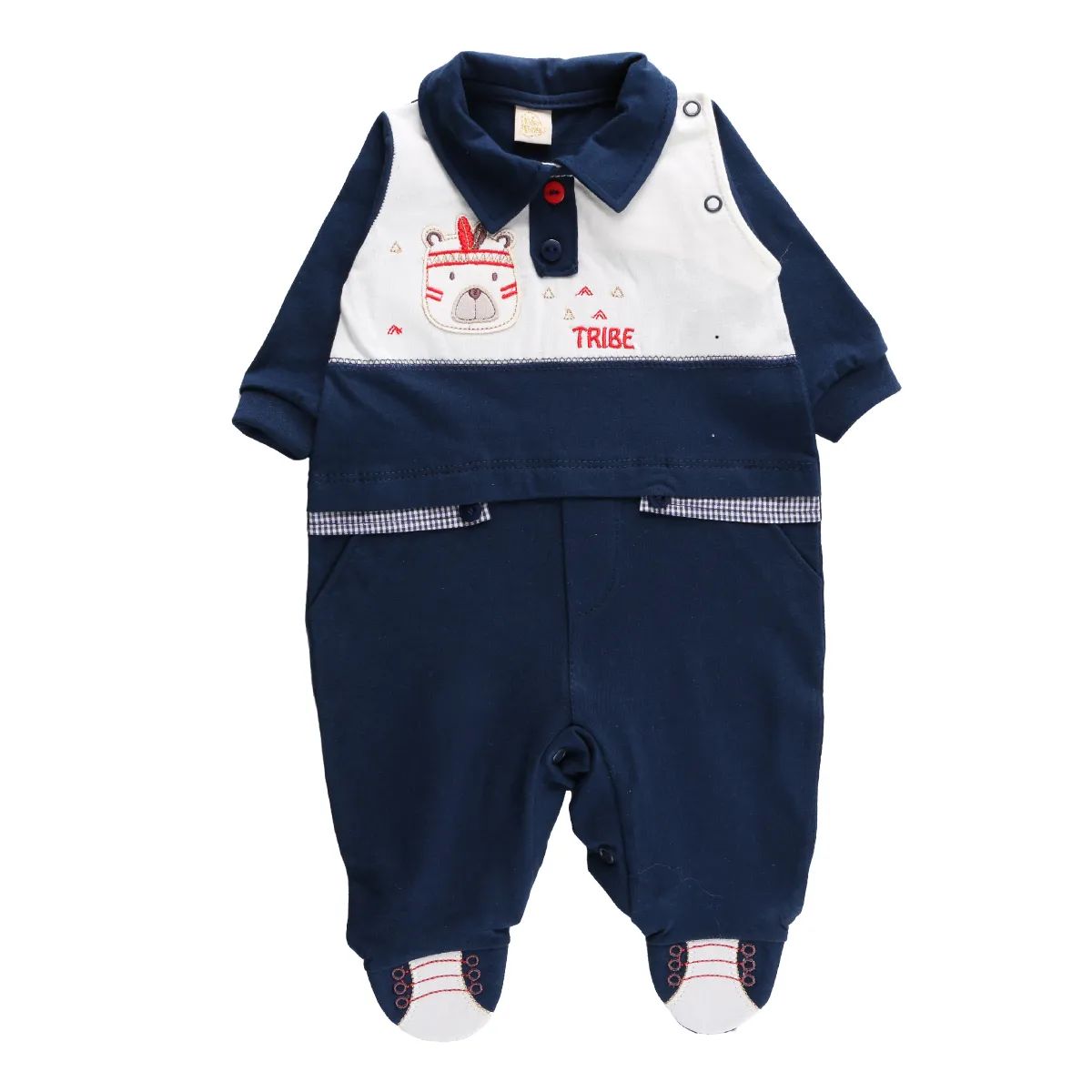 Saída de Maternidade Din Don Ursinho Detalhe Xadrez Azul Marinho