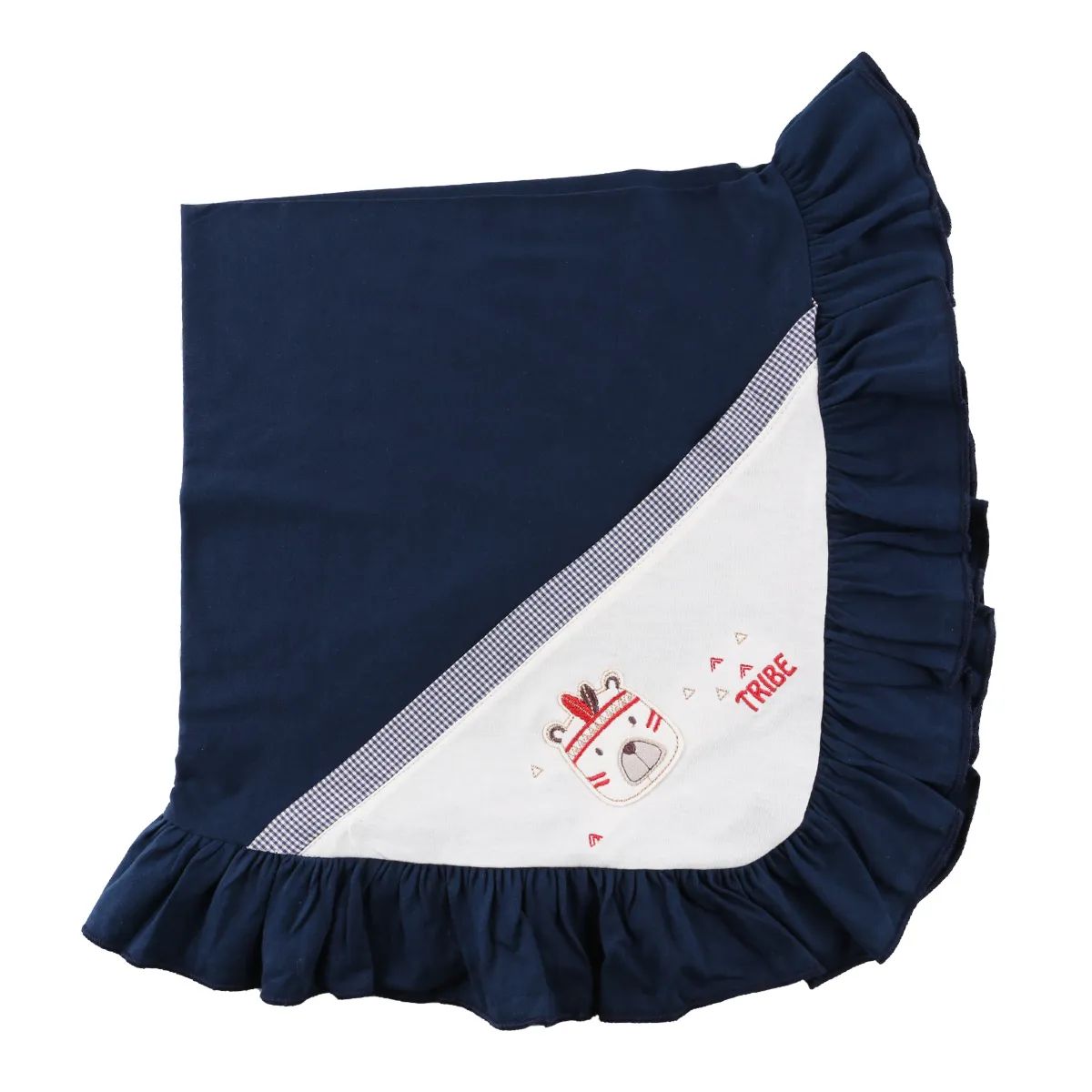 Saída de Maternidade Din Don Ursinho Detalhe Xadrez Azul Marinho