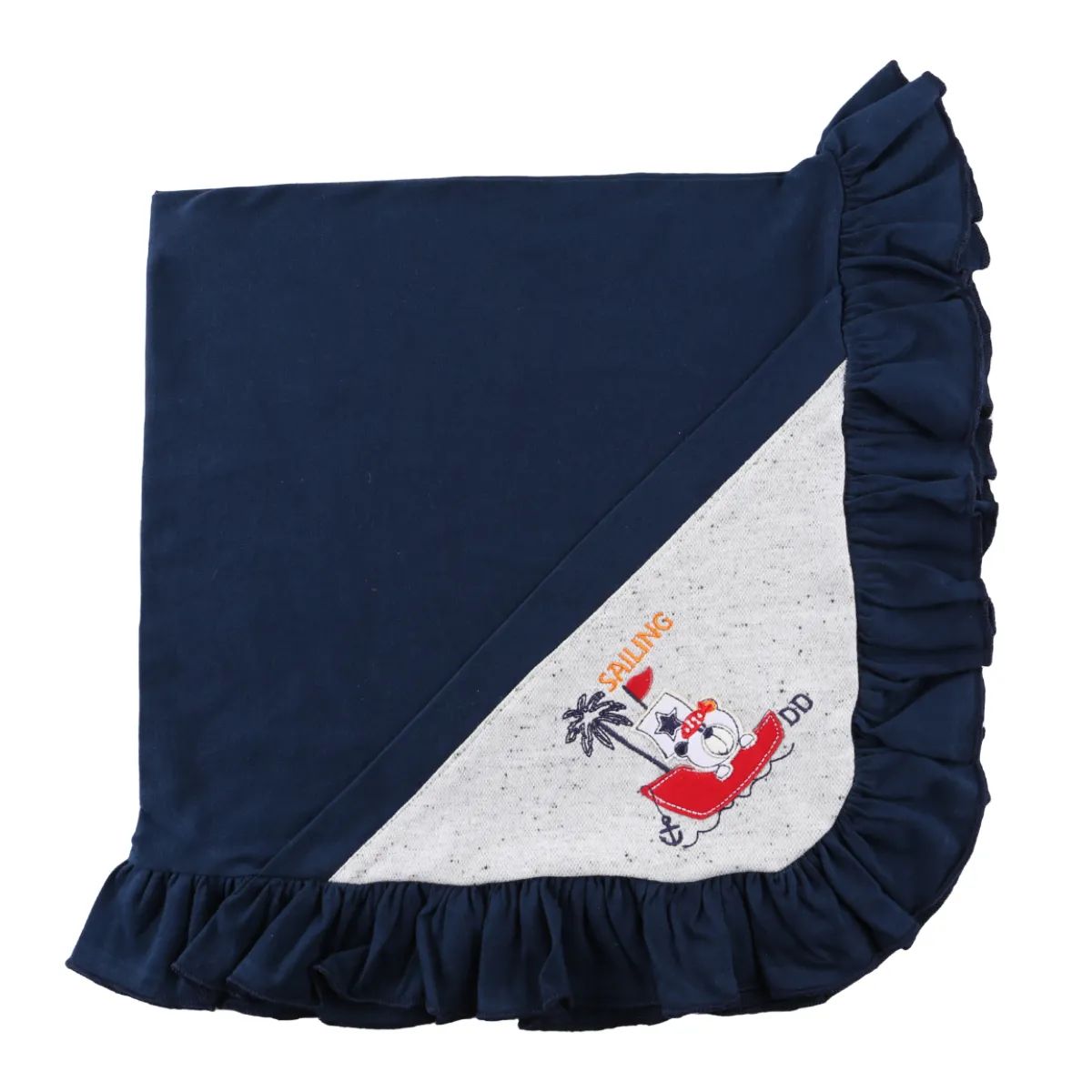 Saída Maternidade Din Don Bordado Urso com Barco Vermelho