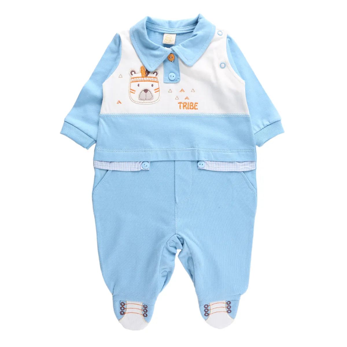 Saída de Maternidade Din Don Ursinho Detalhe Xadrez Azul Marinho