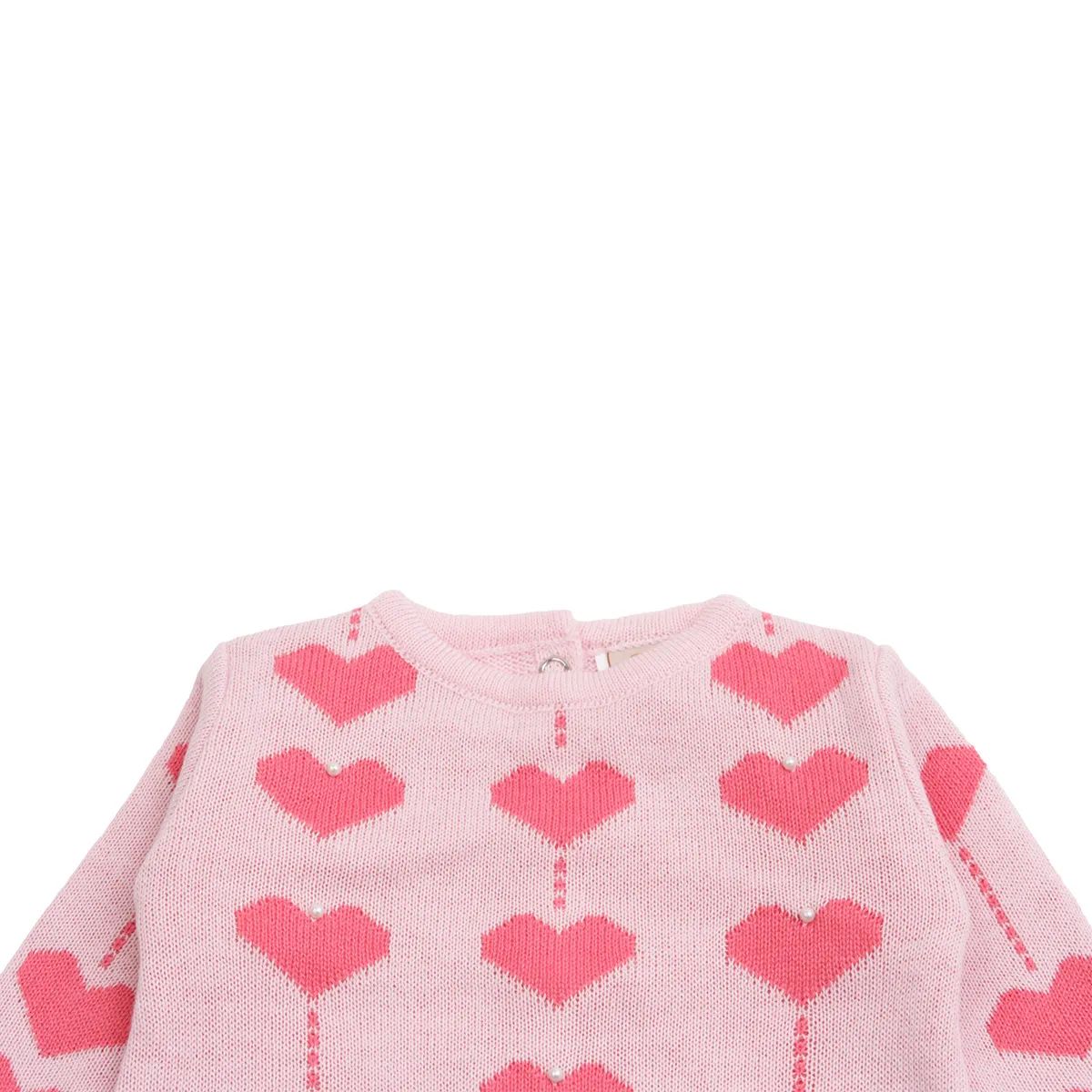 Saída Maternidade Din Don Corações e Pérolas Vermelho