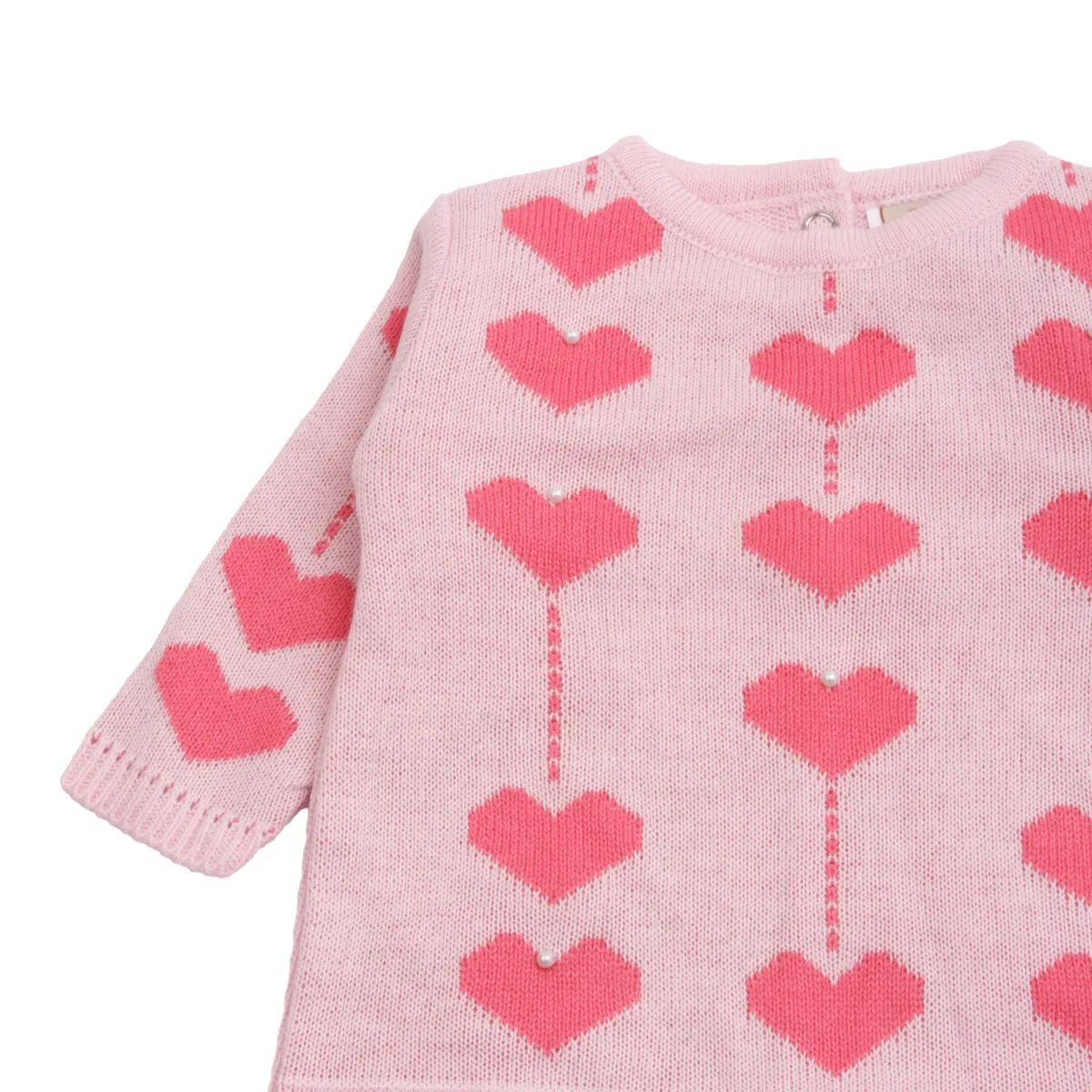 Saída Maternidade Din Don Corações e Pérolas Vermelho