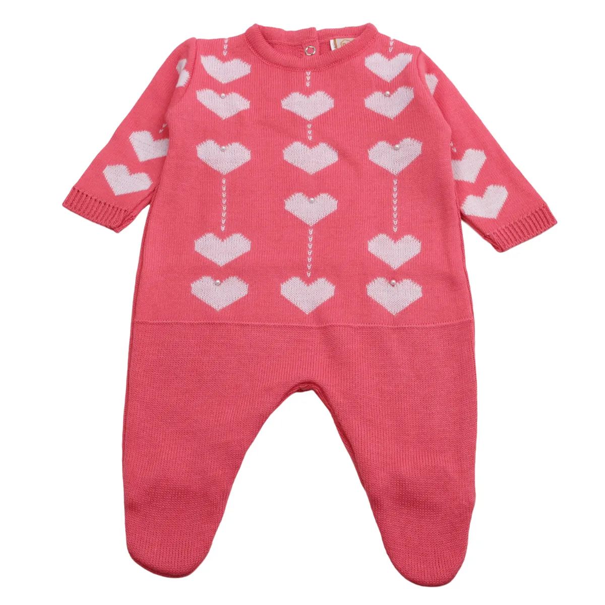 Saída Maternidade Din Don Corações e Pérolas Vermelho