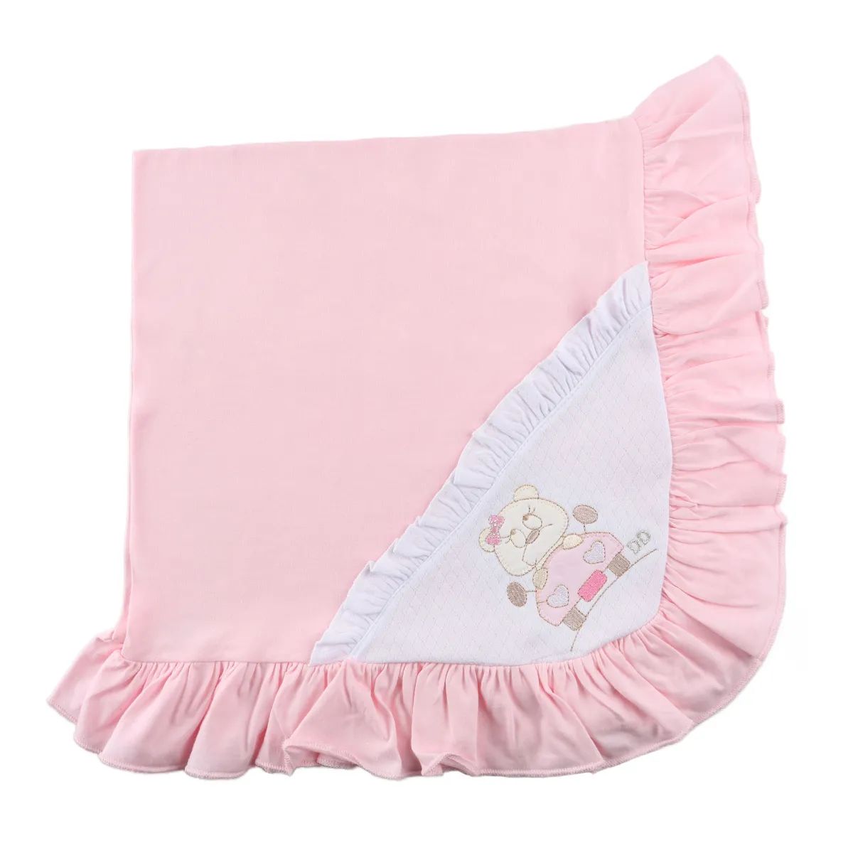 Saída de Maternidade Din Don Ursa com Laço Rosa Tam P