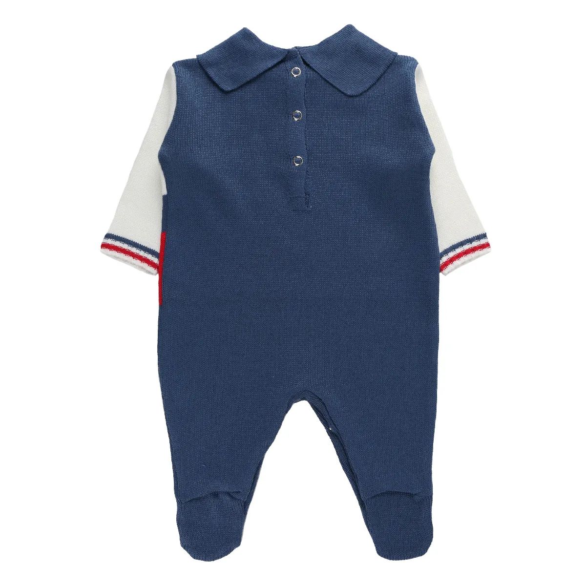 Saída Maternidade Din Don em Linho Listras Azul