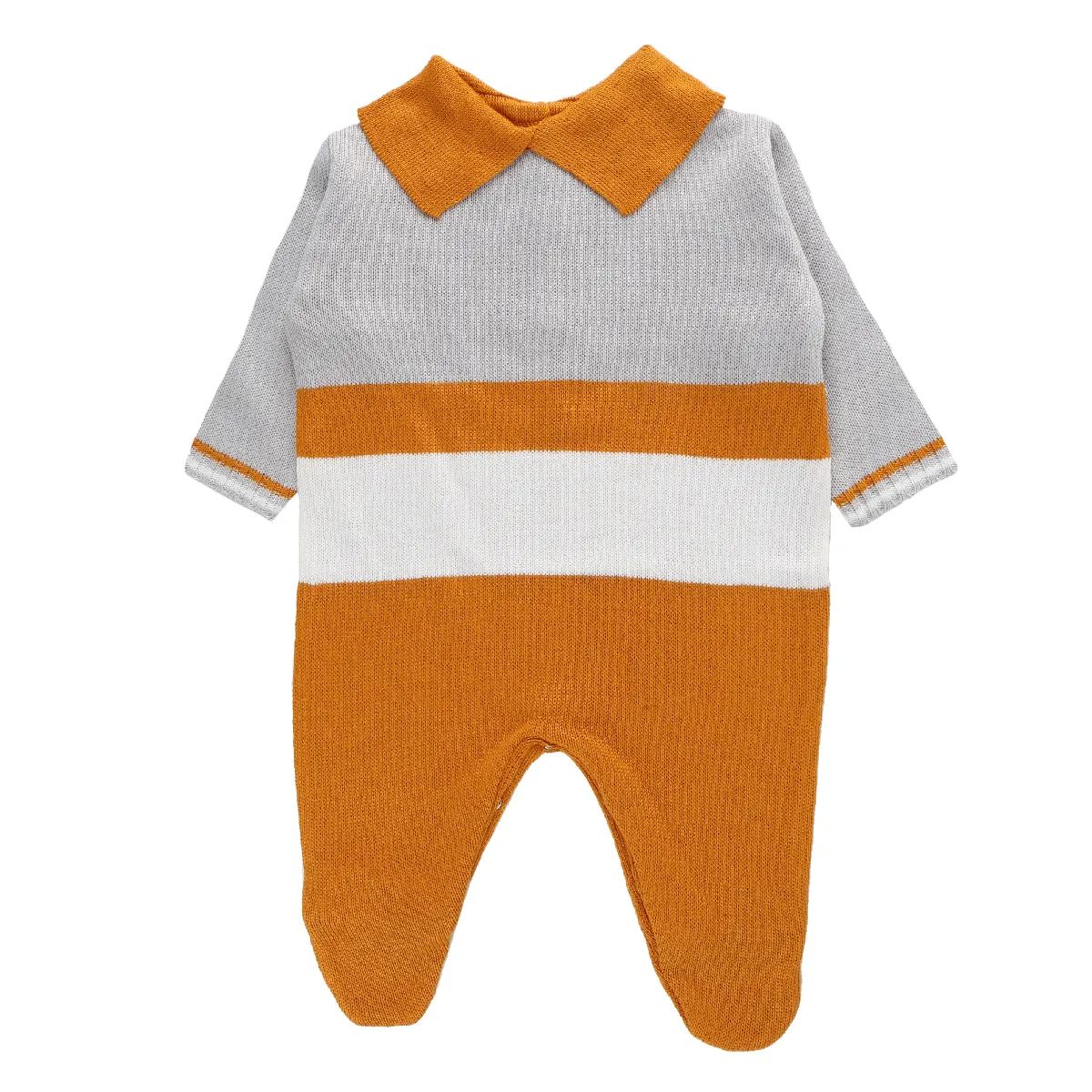 Saída Maternidade Din Don em Linho Listras Azul