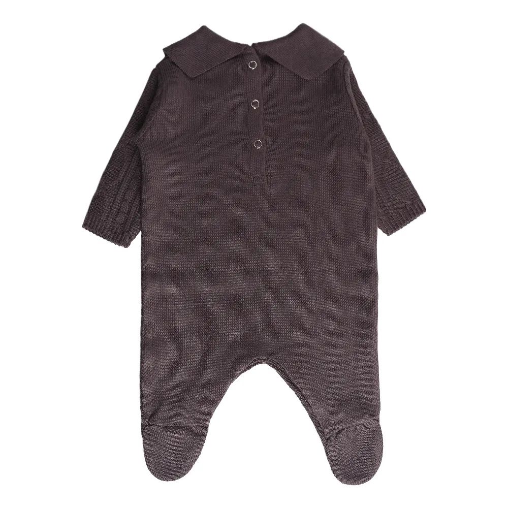 Saída Maternidade Din Don Trançado com Gola Trabalhada Cinza