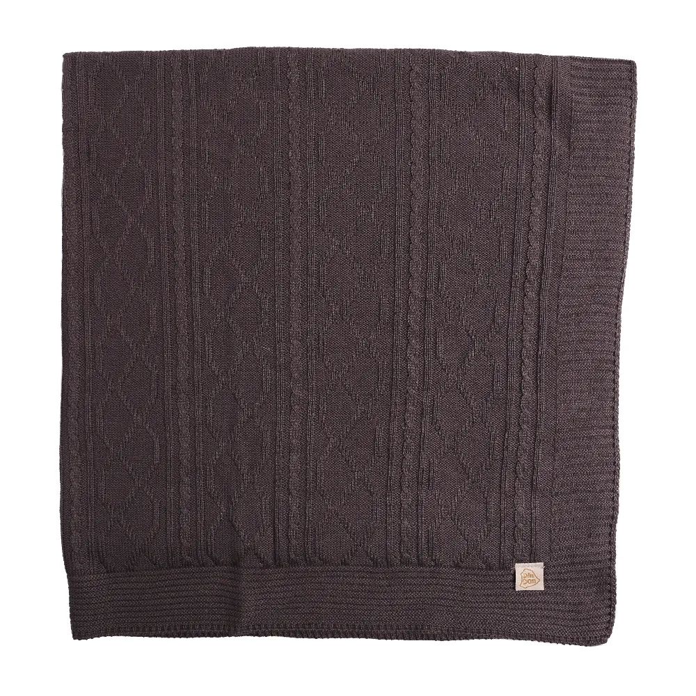 Saída Maternidade Din Don Trançado com Gola Trabalhada Cinza