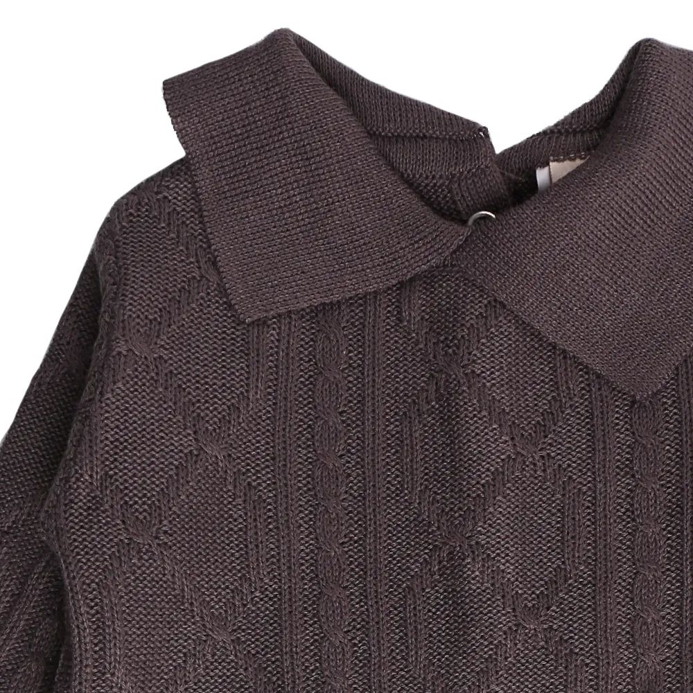 Saída Maternidade Din Don Trançado com Gola Trabalhada Cinza