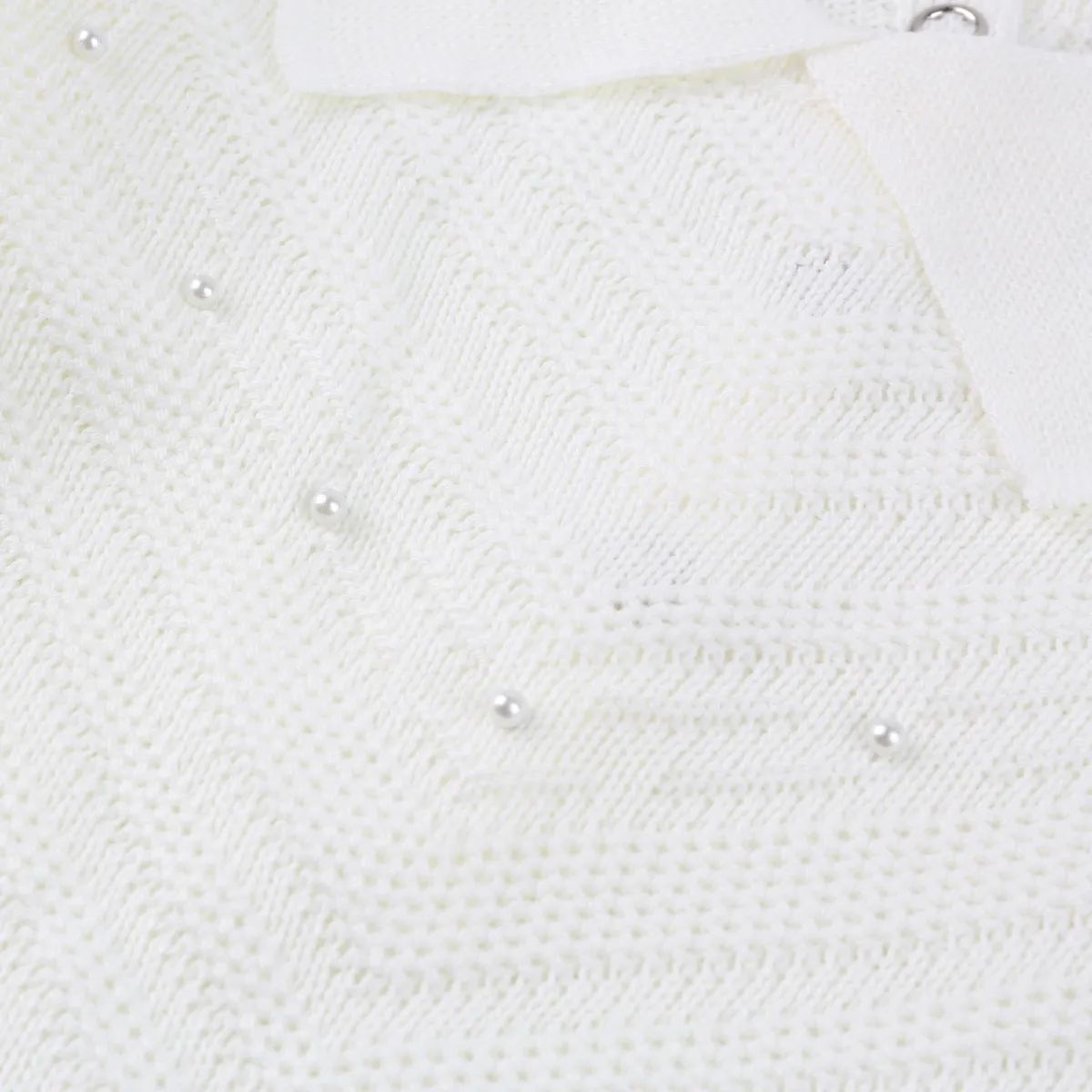 Saída Maternidade Din Don com Gola Trançado Pérolas Off White