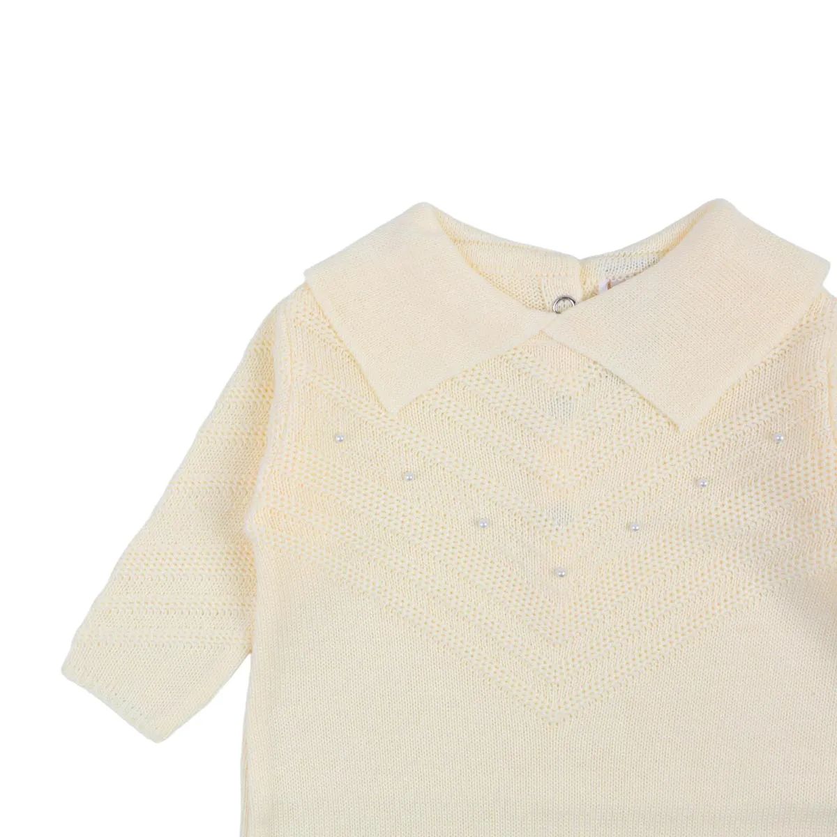 Saída Maternidade Din Don com Gola Trançado Pérolas Off White