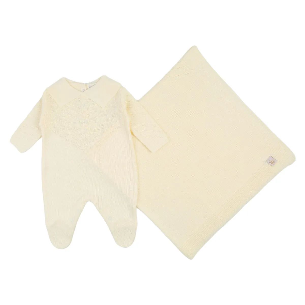 Saída Maternidade Din Don com Gola Trançado Pérolas Off White