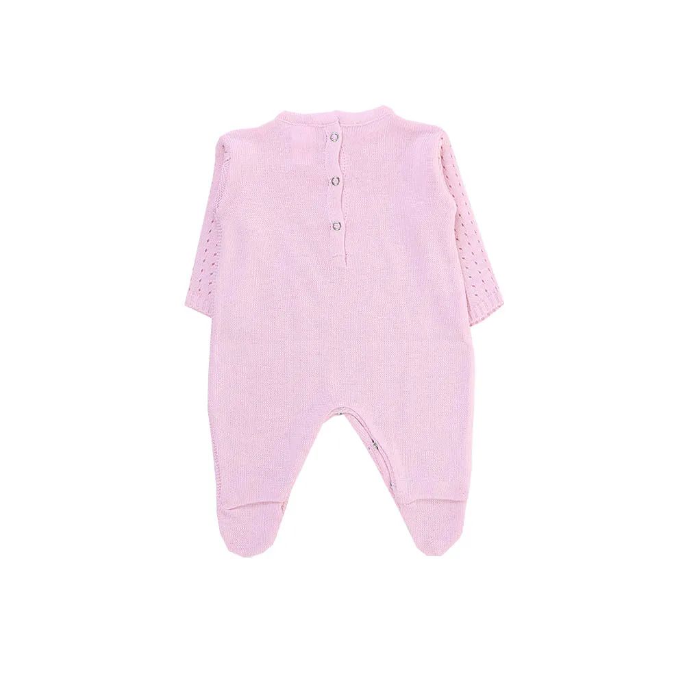 Saída de Maternidade Din Don Detalhe Trança e Furinhos Rosa Claro