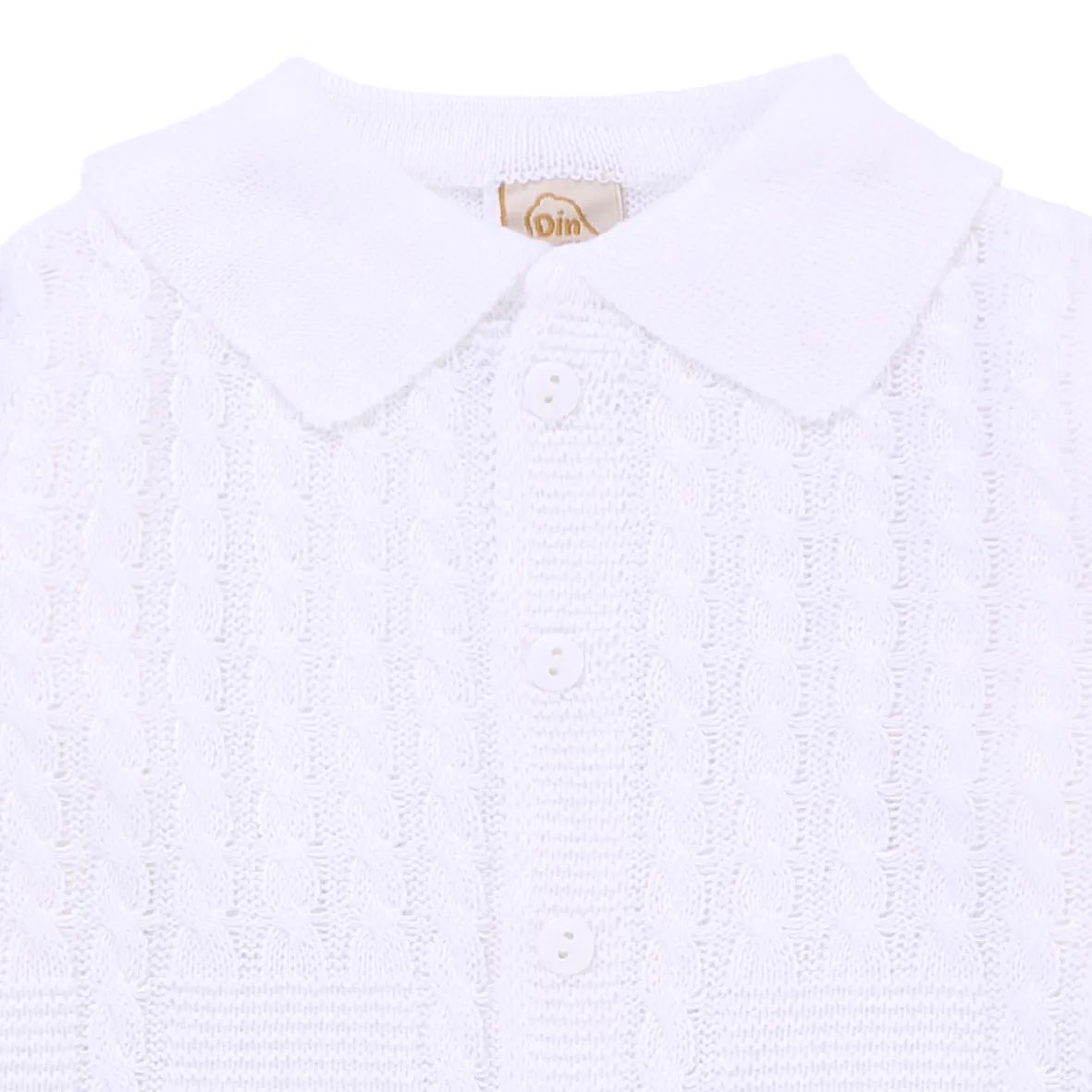 Saída Maternidade Din Don Trançado com Botões Branco