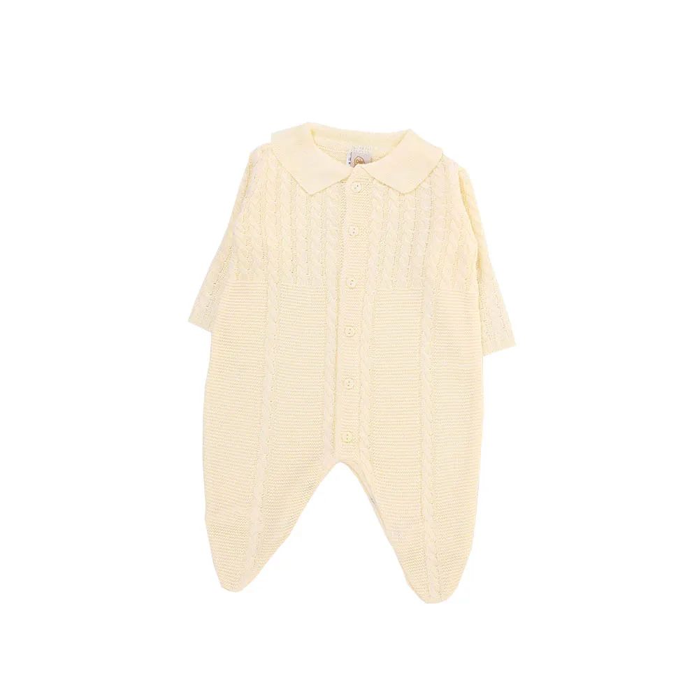 Saída Maternidade Din Don Trançado com Botões Branco