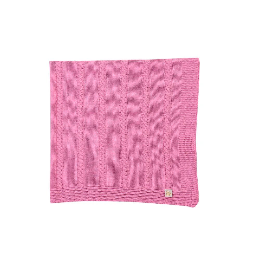 Saída de Maternidade Din Don Detalhe Trança e Furinhos Rosa Claro