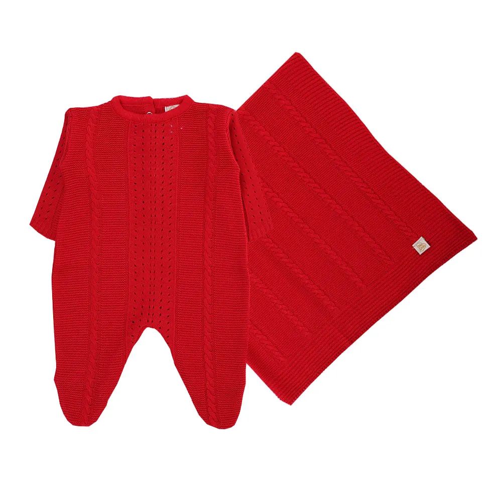 Saída Maternidade Din Don Trançado Vermelho