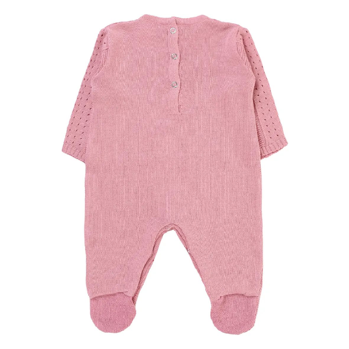 Saída de Maternidade Din Don Detalhe Trança e Furinhos Rosa Claro