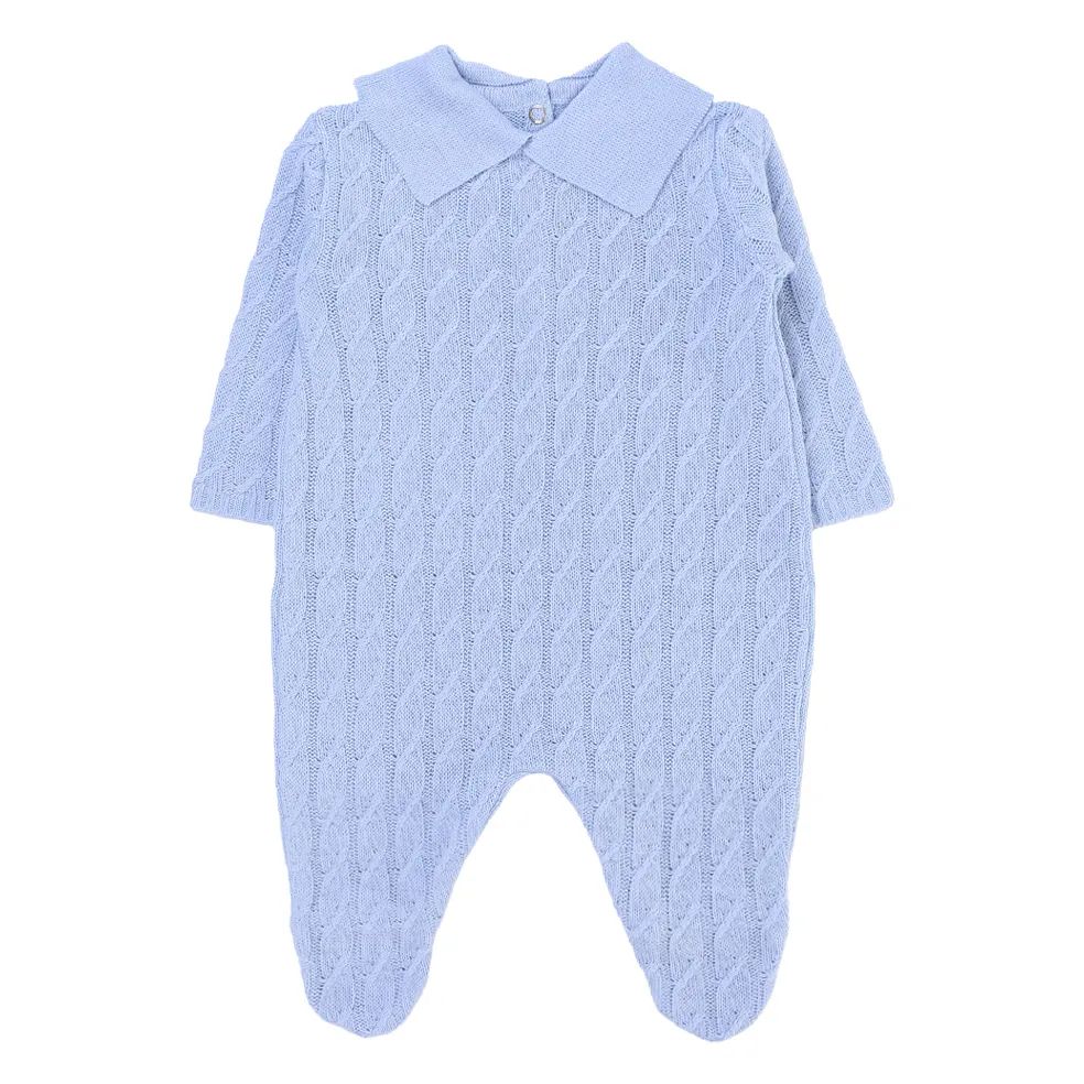 Saída de Maternidade Din Don Detalhe Trançado Azul Claro