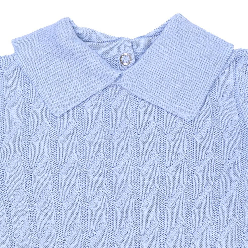 Saída de Maternidade Din Don Detalhe Trançado Azul Claro