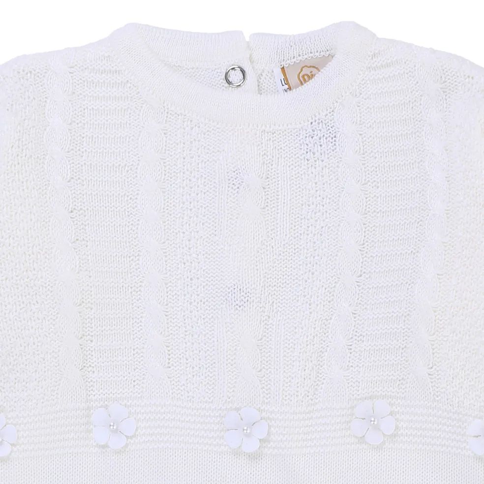 Saída Maternidade Din Don com Trança e Flores Off White