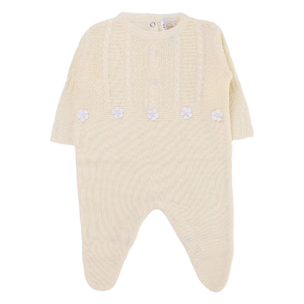 Saída Maternidade Din Don com Trança e Flores Off White