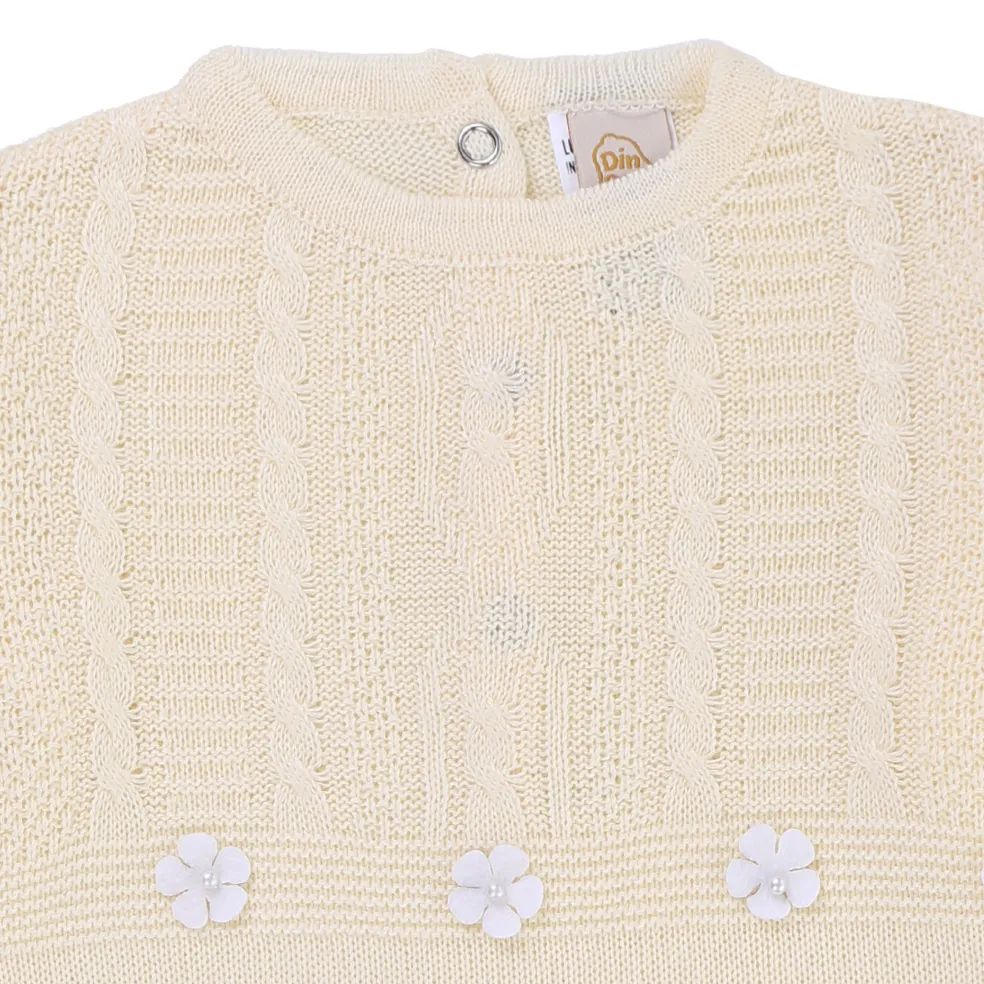 Saída Maternidade Din Don com Trança e Flores Off White