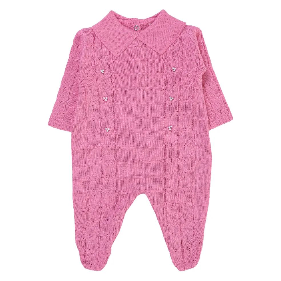 Saída de Maternidade Din Don Trançado com Pérolas Vermelho