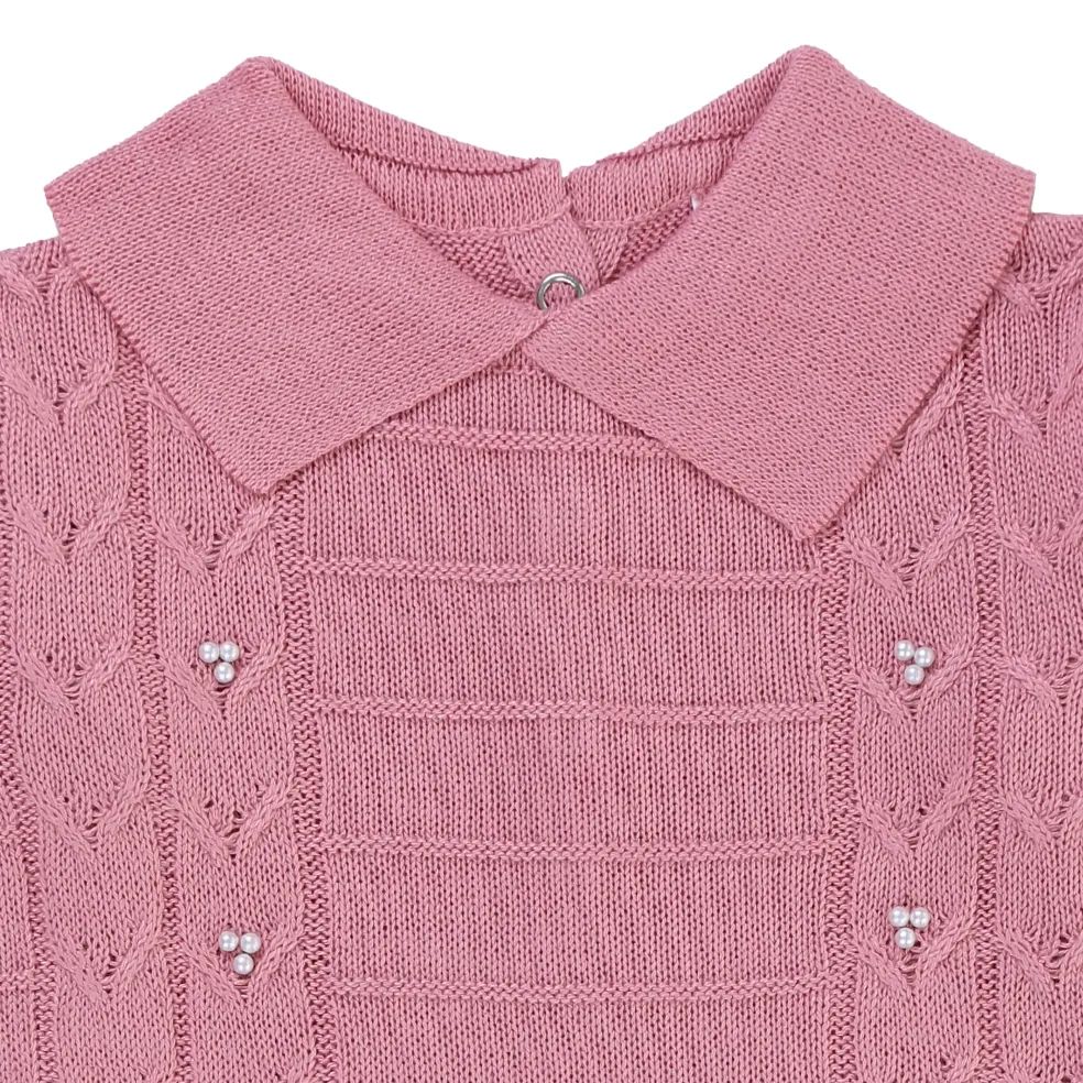 Saída de Maternidade Din Don Trançado com Pérolas Vermelho