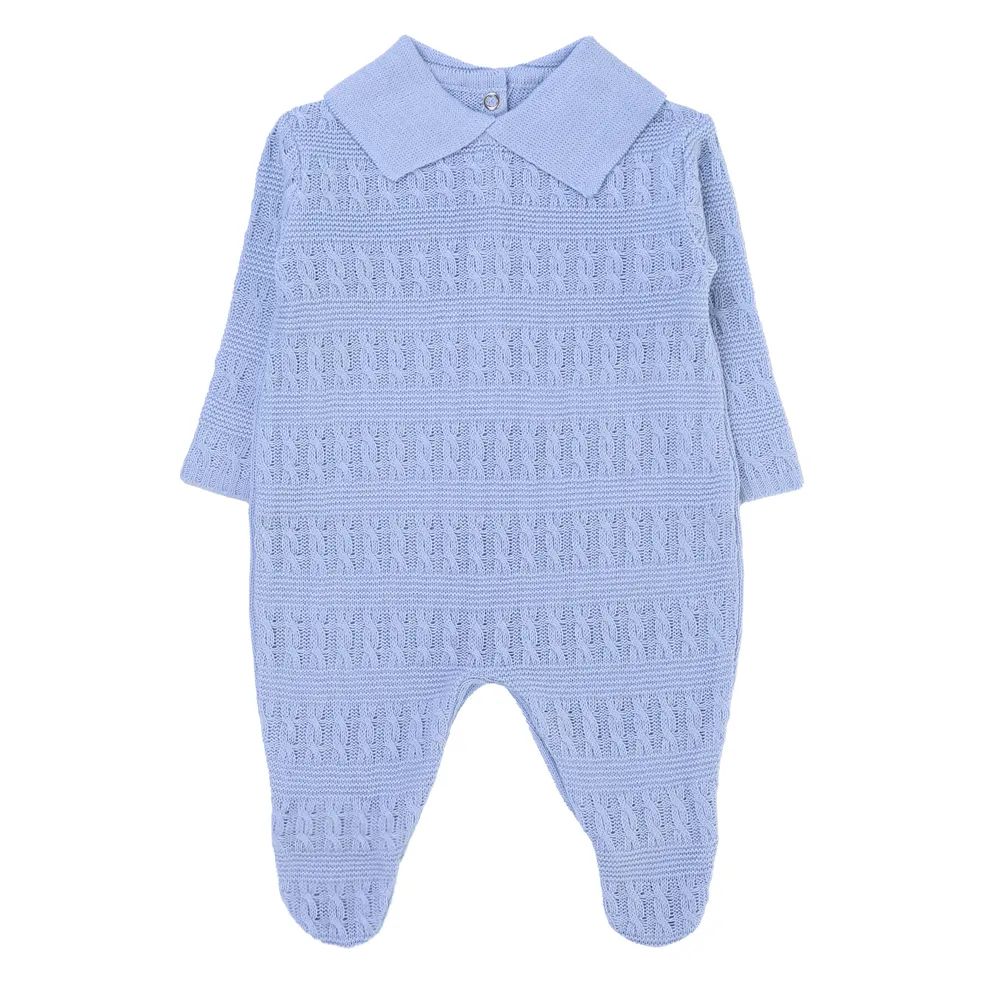 Saída de Maternidade Din Don com Trança Transpassada Azul Claro