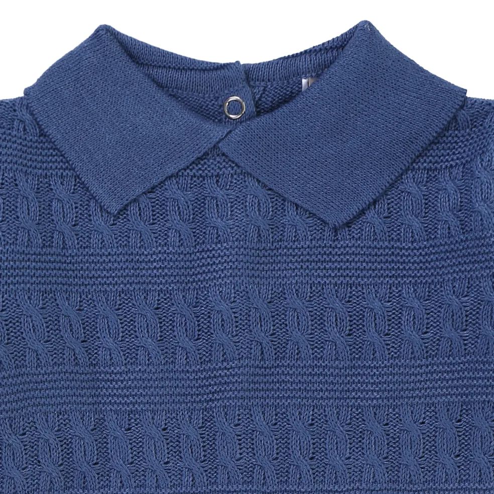 Saída de Maternidade Din Don com Trança Transpassada Azul Claro