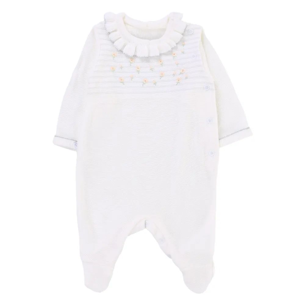 Saída Maternidade Fofinho Bordado com Tiara Off White