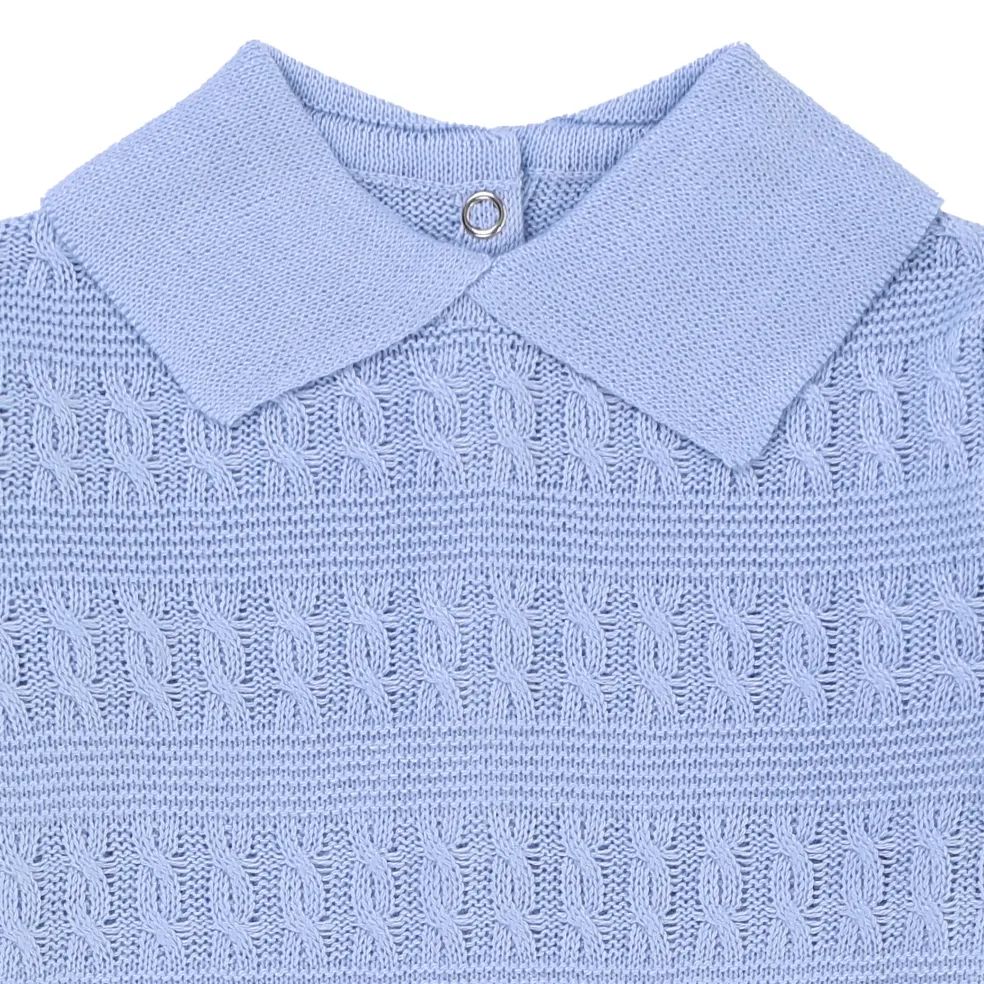 Saída de Maternidade Din Don com Trança Transpassada Azul Claro