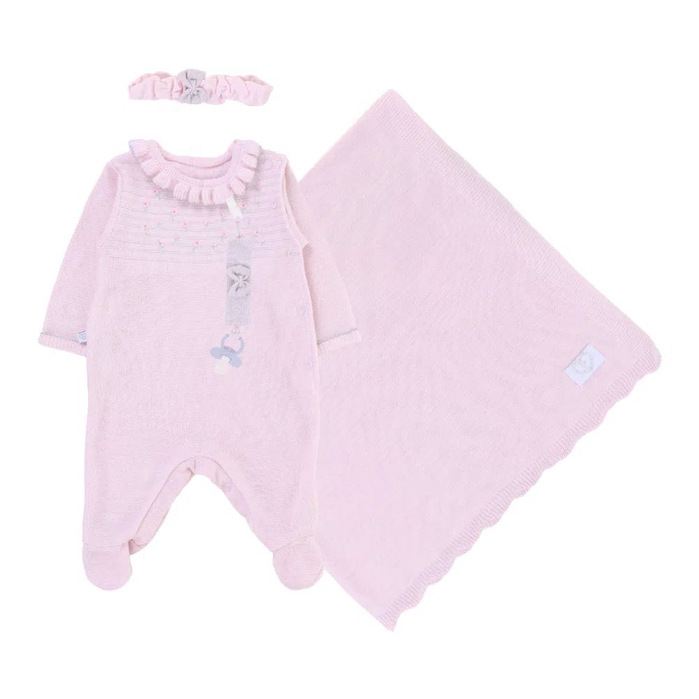 Saída Maternidade Fofinho Bordado com Tiara Off White