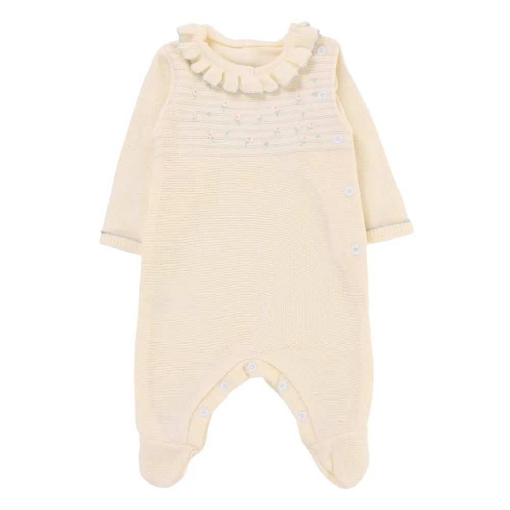 Saída Maternidade Fofinho Bordado com Tiara Off White