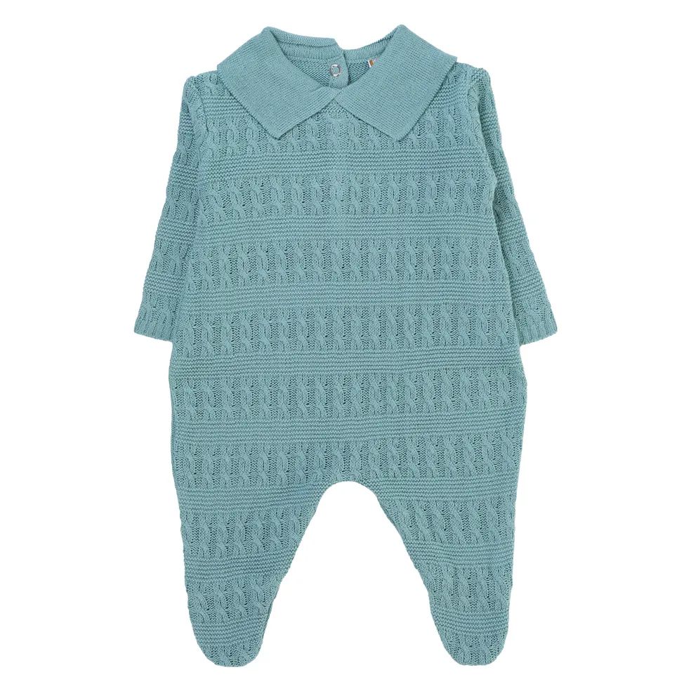 Saída de Maternidade Din Don com Trança Transpassada Azul Claro