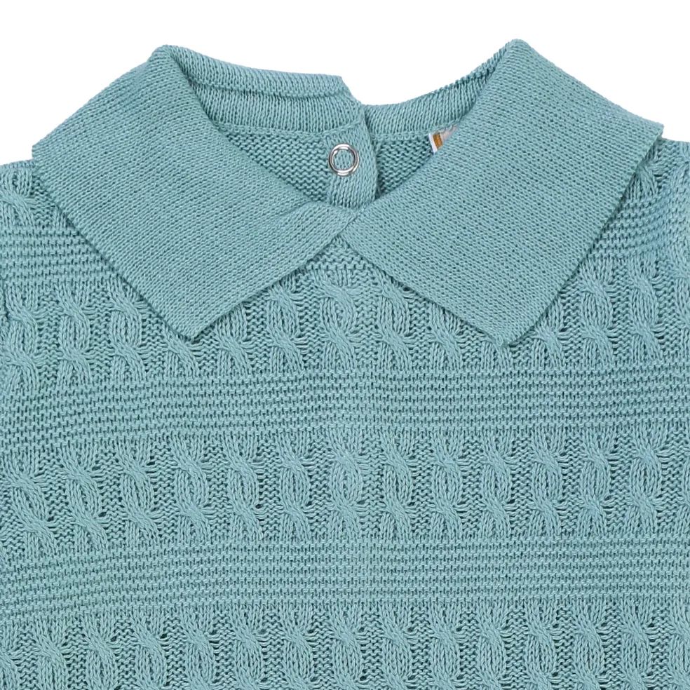 Saída de Maternidade Din Don com Trança Transpassada Azul Claro