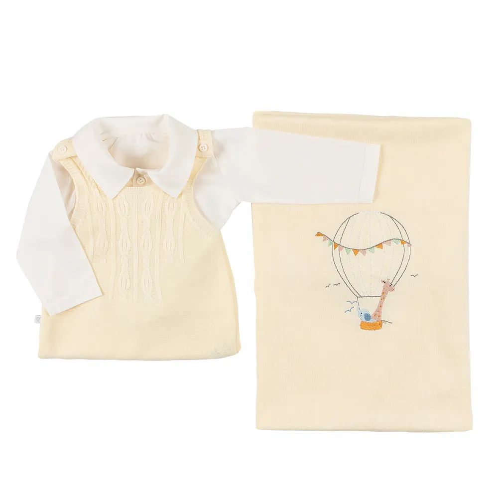 Saída Maternidade Fofinho com Detalhe Bordado Balão Amarelo