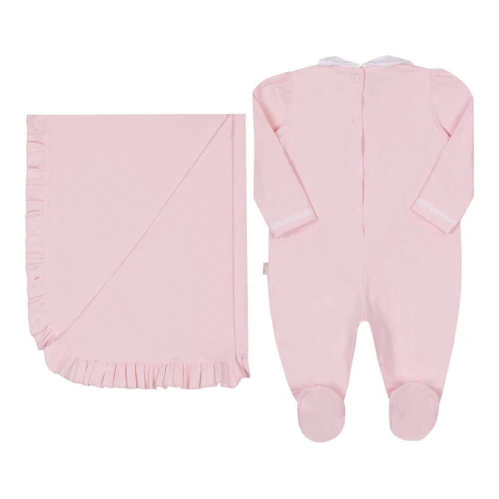 Saída Maternidade Bebê Paraiso Pala Bordada Florzinhas Vermelha