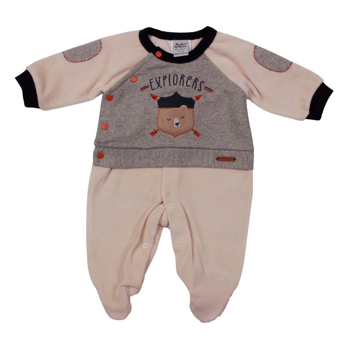 Saída Maternidade Sonho Mágico Menino com Bordado Urso Bege Tam P