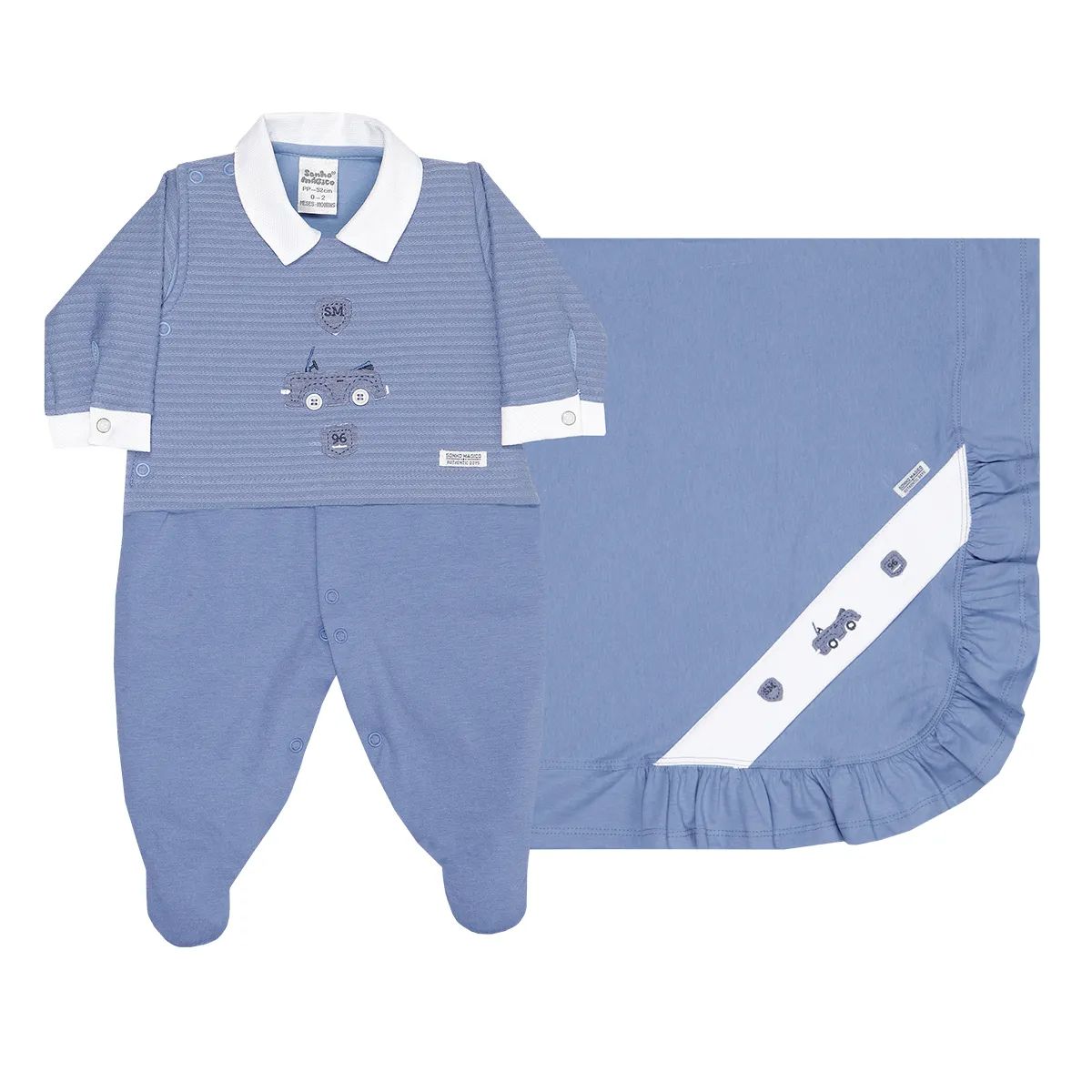 Saída Maternidade Sonho Mágico Carrinho Azul