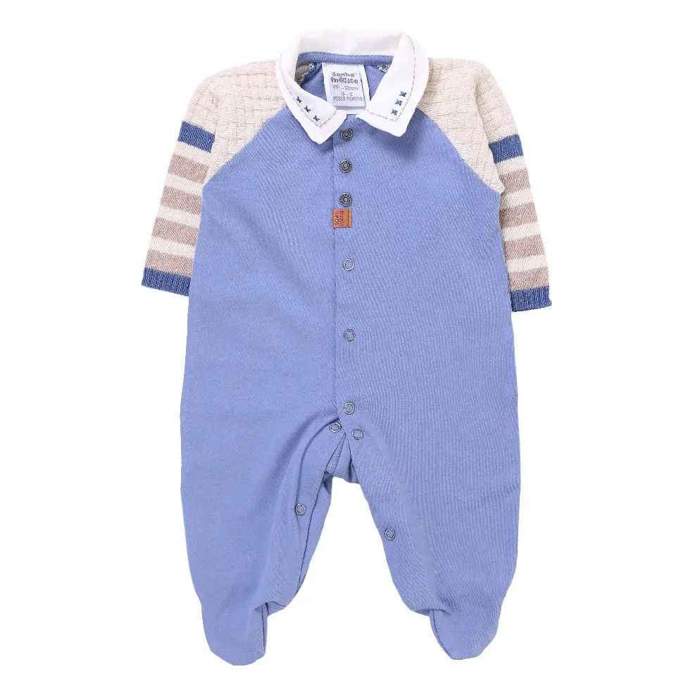 Saída Maternidade Sonho Mágico Manga Listrada Azul Marinho