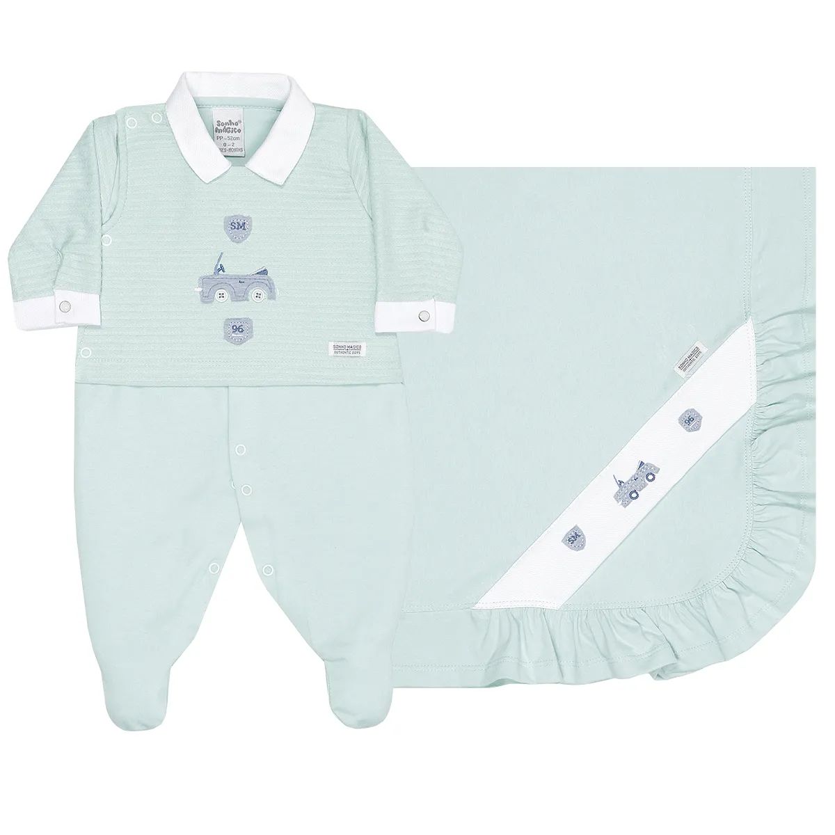 Saída Maternidade Sonho Mágico Carrinho Azul