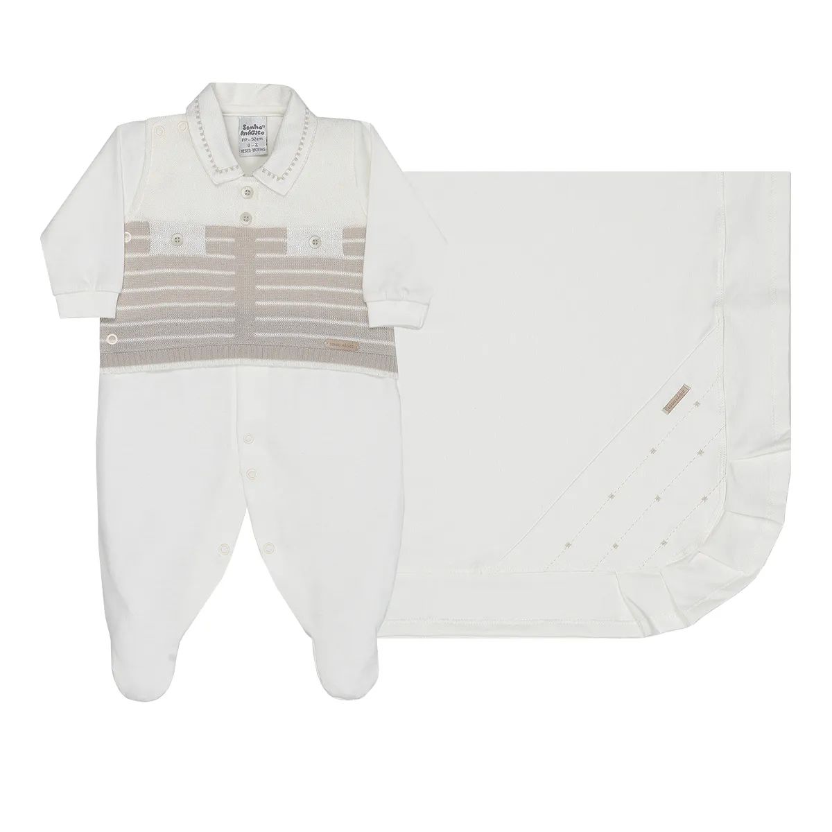 Saída de Maternidade Sonho Mágico Suéter Listrado Off White