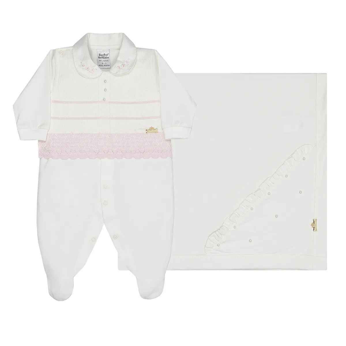 Saída De Maternidade Sonho Mágico Suéter Tricô Off White