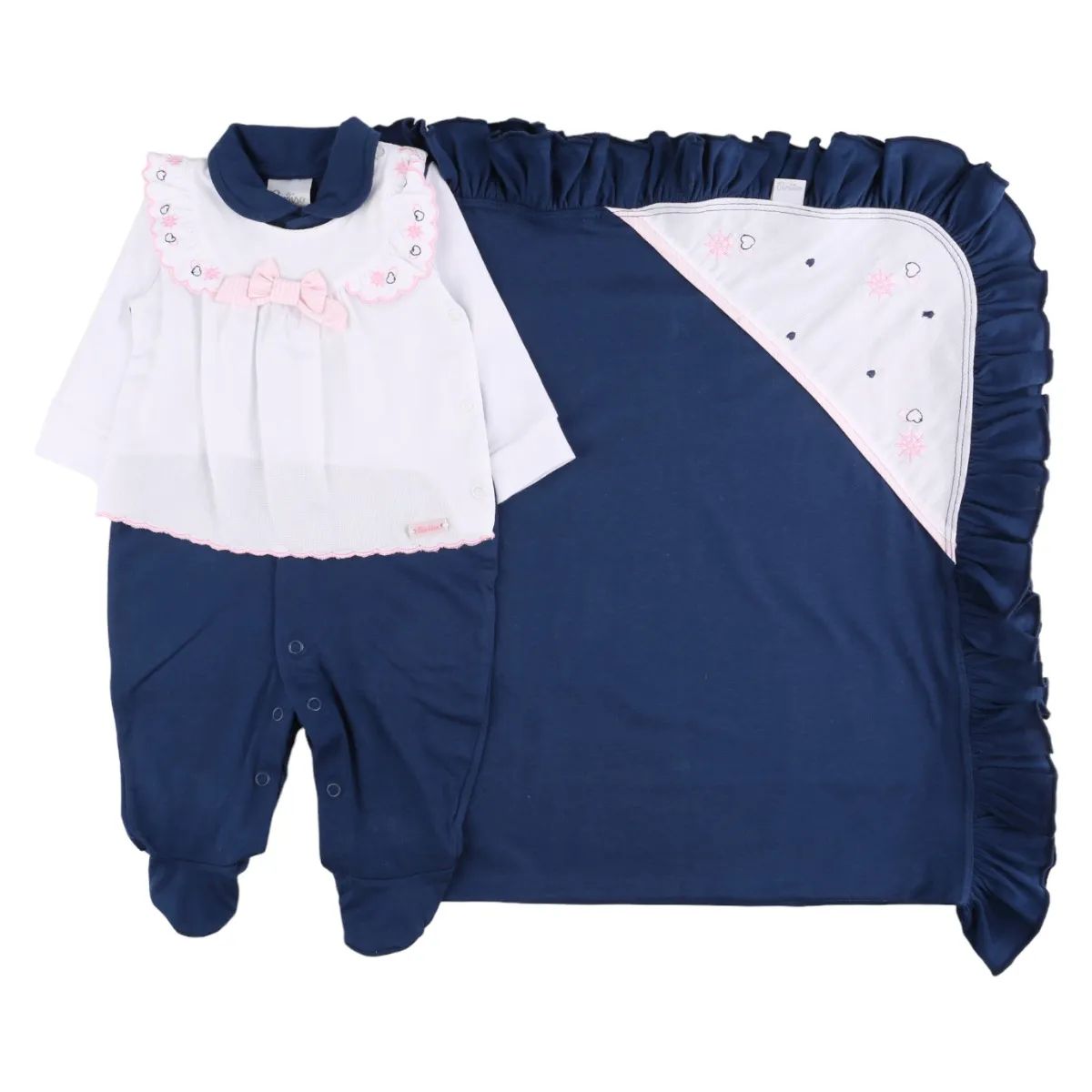 Saída Maternidade Paraíso Pala Com Babados e Lacinho 2 Peças