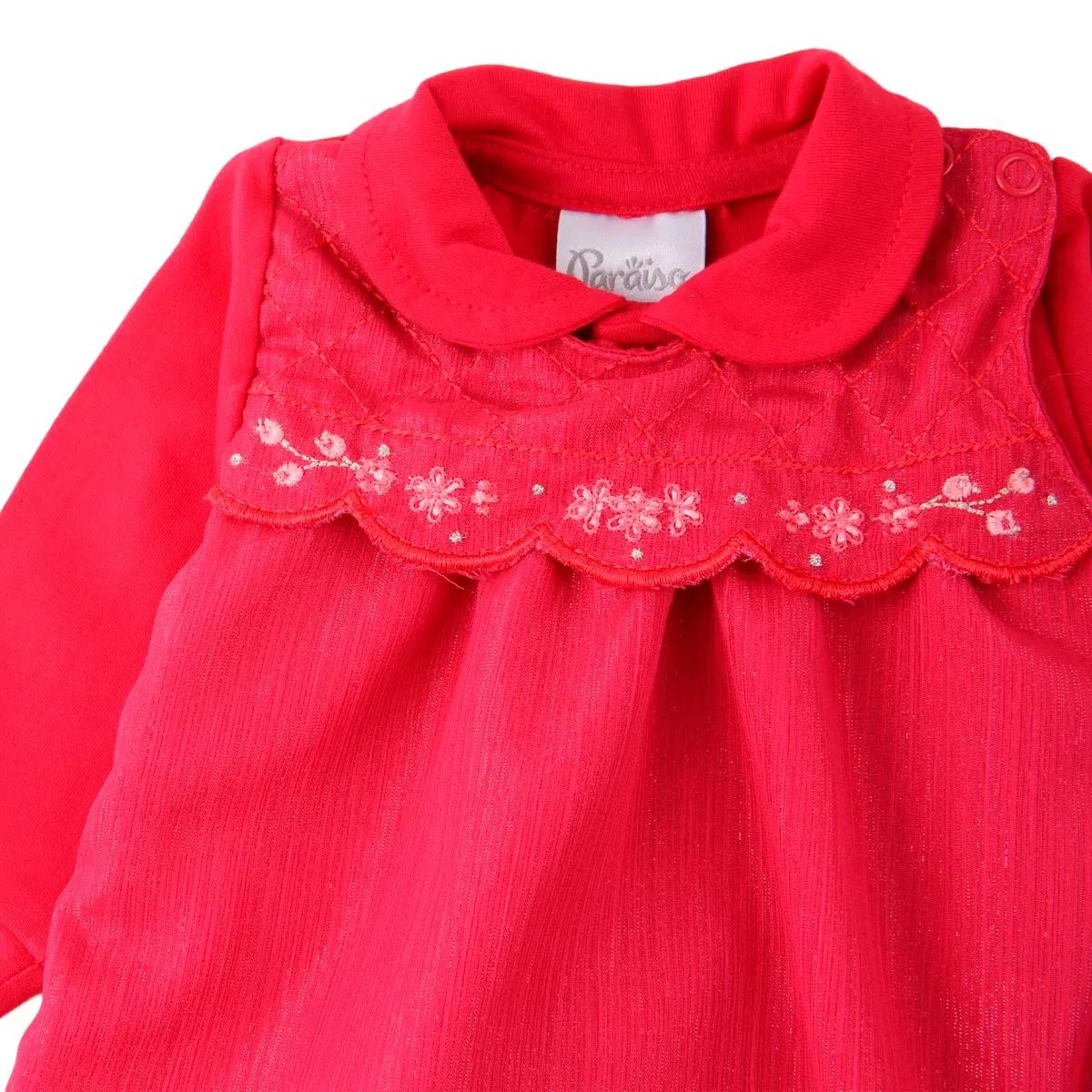 Saída Maternidade Paraíso Pala Em Lurex Com Bordado 2 Peças