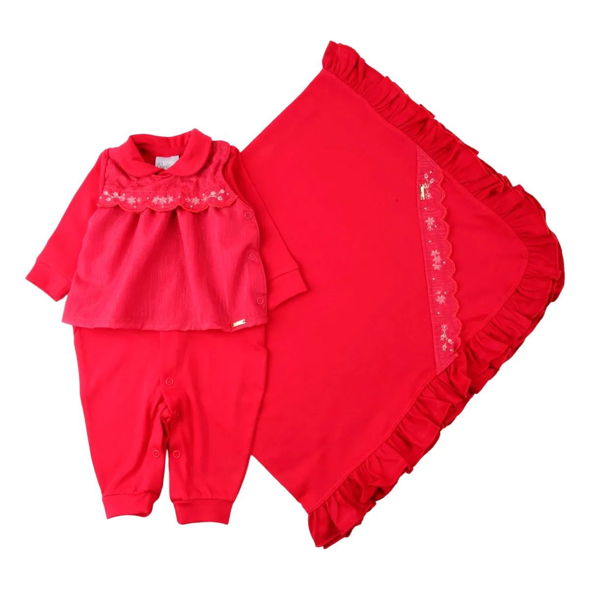 Saída Maternidade Paraíso Pala Em Lurex Com Bordado 2 Peças