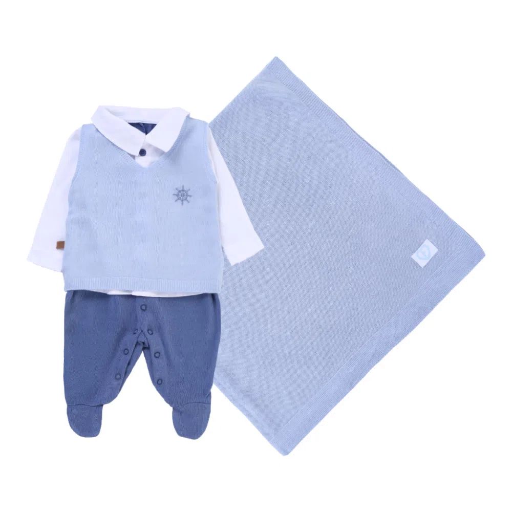 Saída Maternidade Fofinho com Detalhe Bordado Leme Vermelho